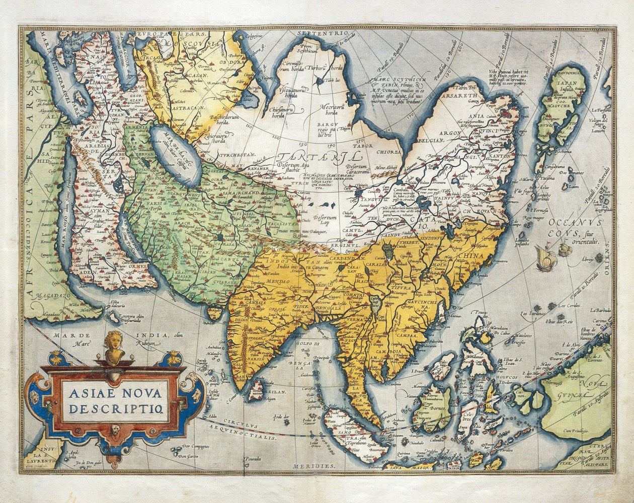 Map of Asia by Abraham Ortelius