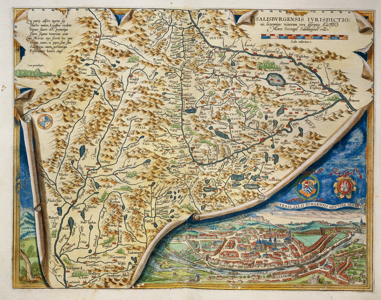 Map of Salzburg diocese, Austria, from Theatrum Orbis Terrarum by Abraham Ortelius