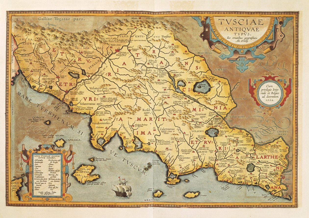 Map of Tuscia from Theatrum Orbis Terrarum by Abraham Ortelius by Abraham Ortelius