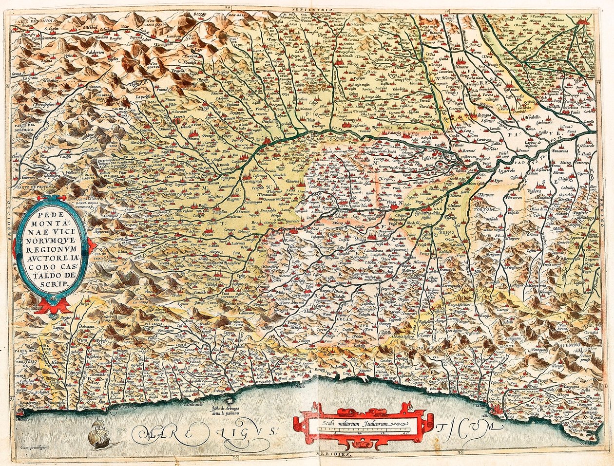 Geography Map of the Territory of Italy from Monaco in France to Genes and Passing Through the Provinces of Imperia de Savona and Genoa from Theatrum Orbis Terrarum by Abraham Ortelius by Abraham Ortelius
