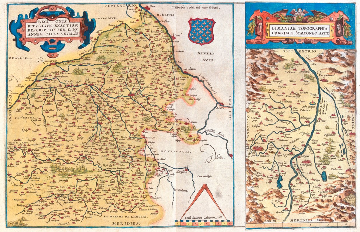 Region-a: Centre, Burgundy, Auvergne, Limousin Region-b: Auvergne, France by Abraham Ortelius
