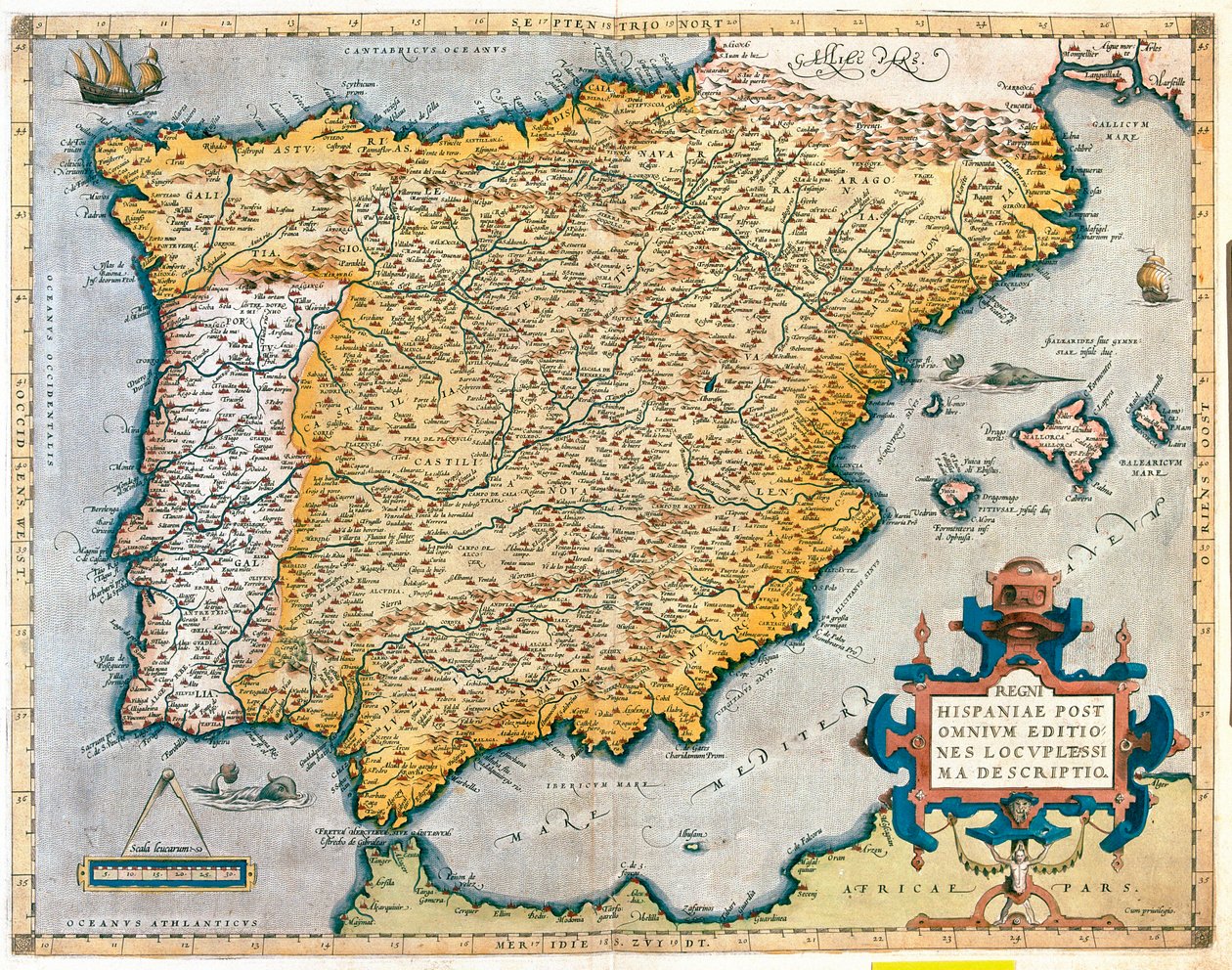 Spain, Portugal by Abraham Ortelius