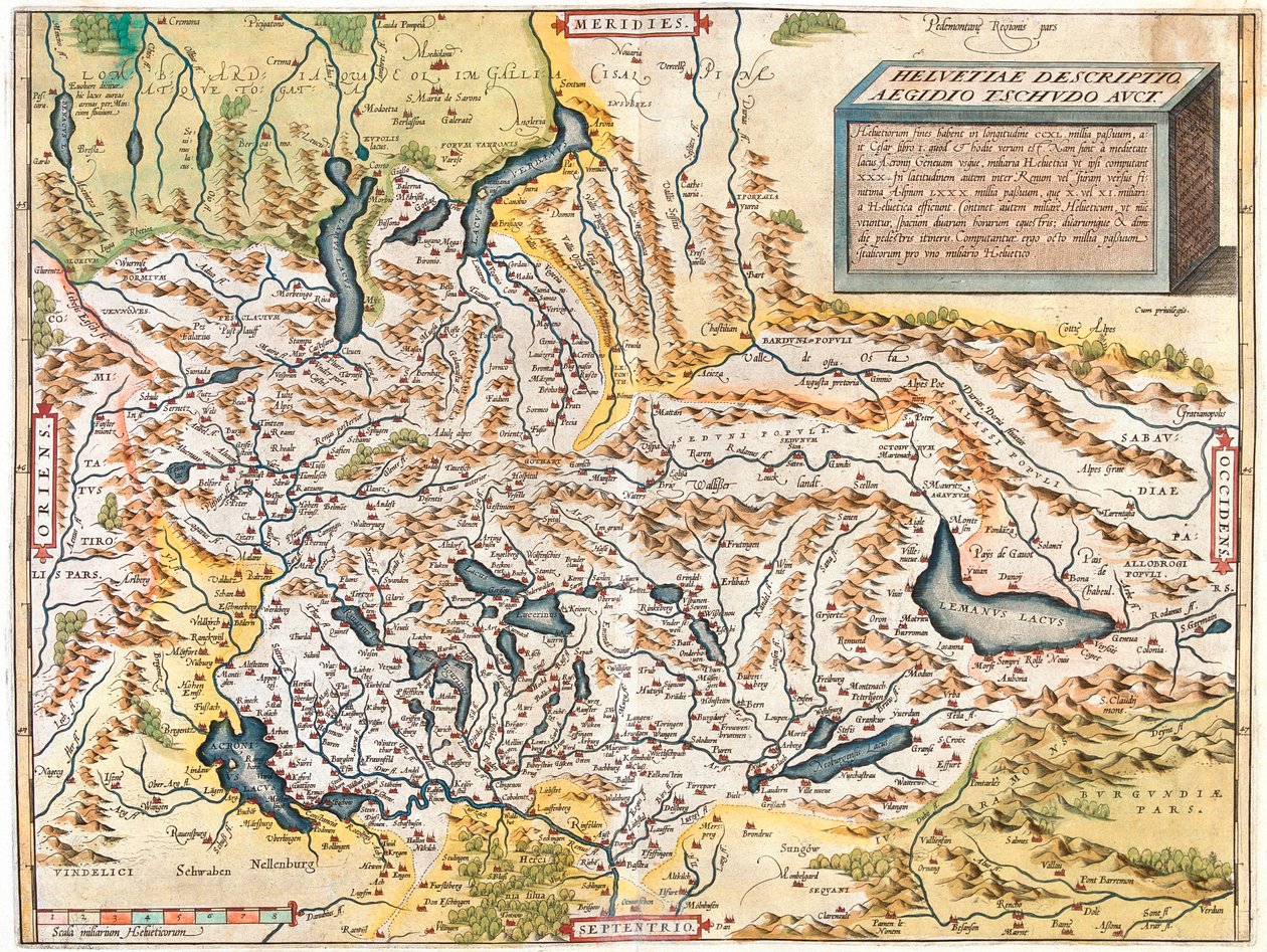 Switzerland, Germany, Austria, Liechtenstein, Italy, France by Abraham Ortelius
