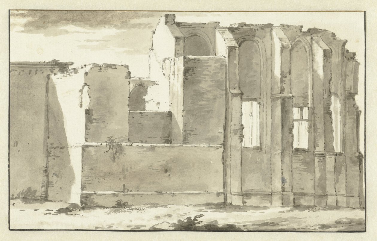 View of the Ruins of the Choir of the Great Church in Zandvoort by Abraham Rademaker