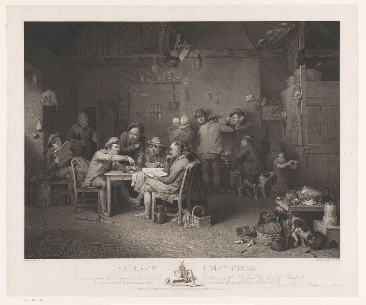 Interior with Men Discussing Around a Table by Abraham Raimbach