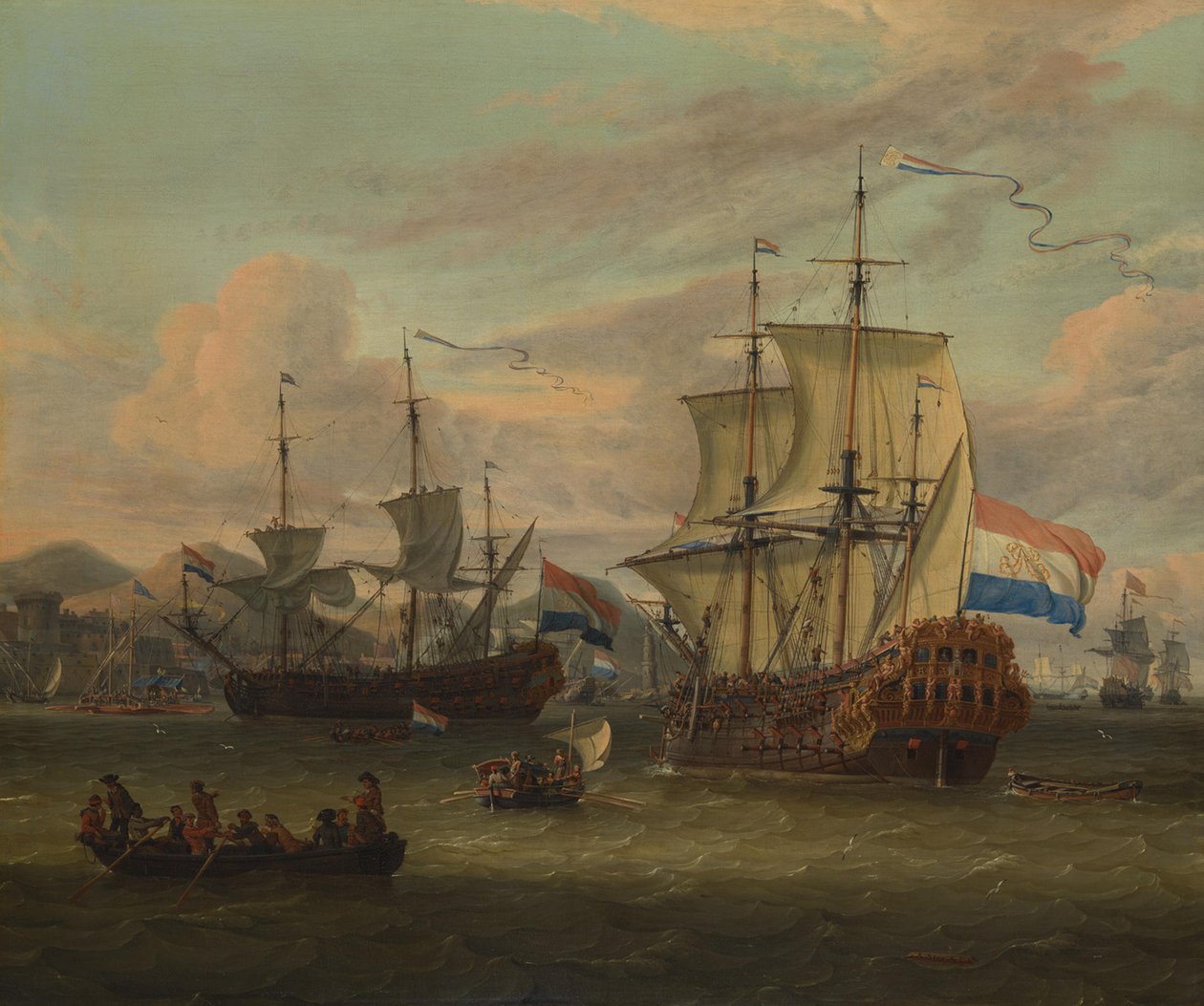 Dutch Street Sailors at a Harbor on the Mediterranean Sea by Abraham Storck