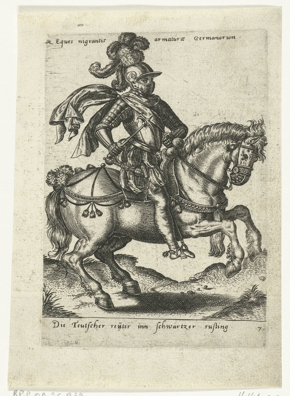 German Rider in Black Armor by Abraham de Bruyn (attributed to)