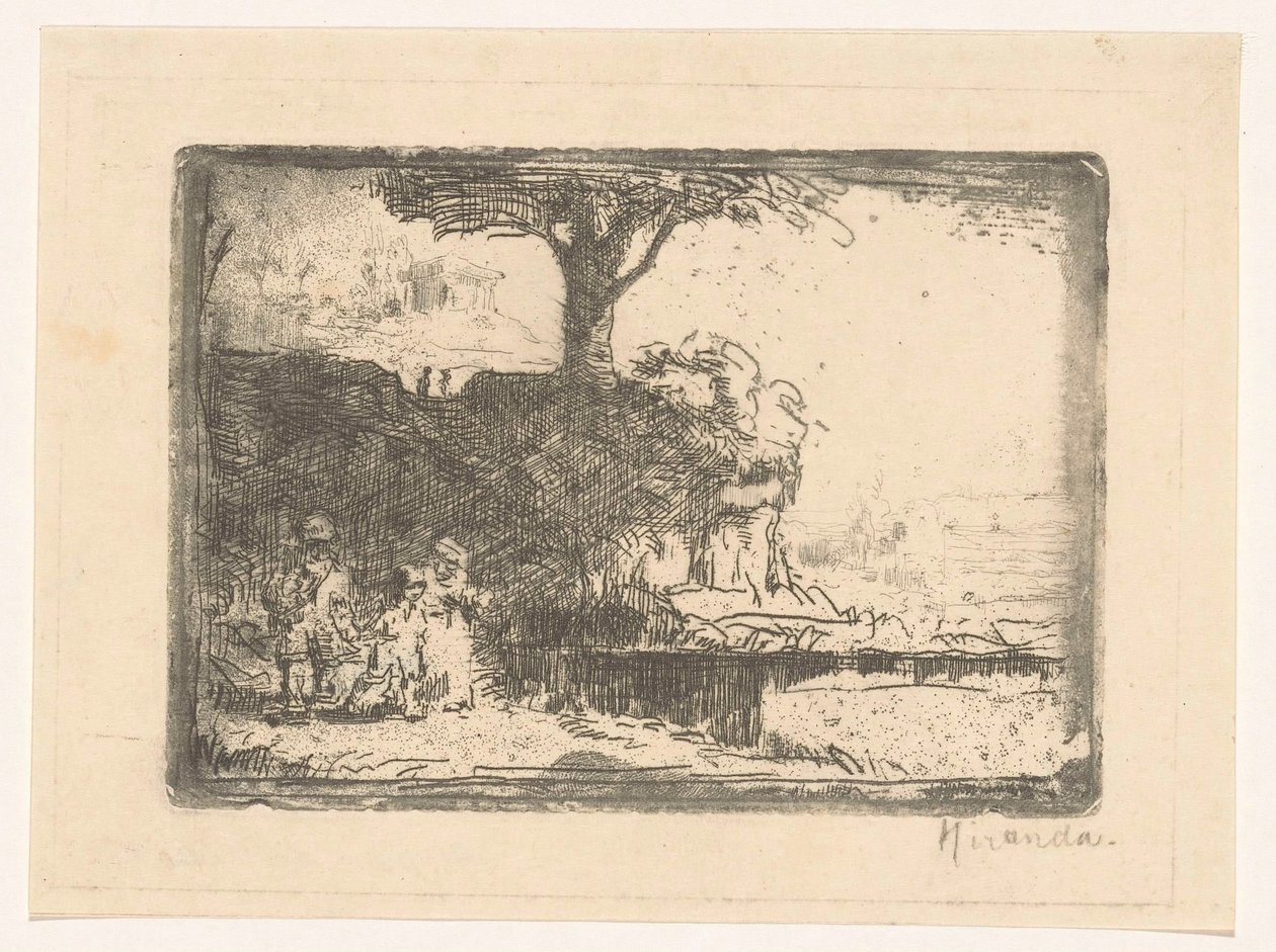 Landscape with Three Figures by Abraham de Miranda (signed by artist)