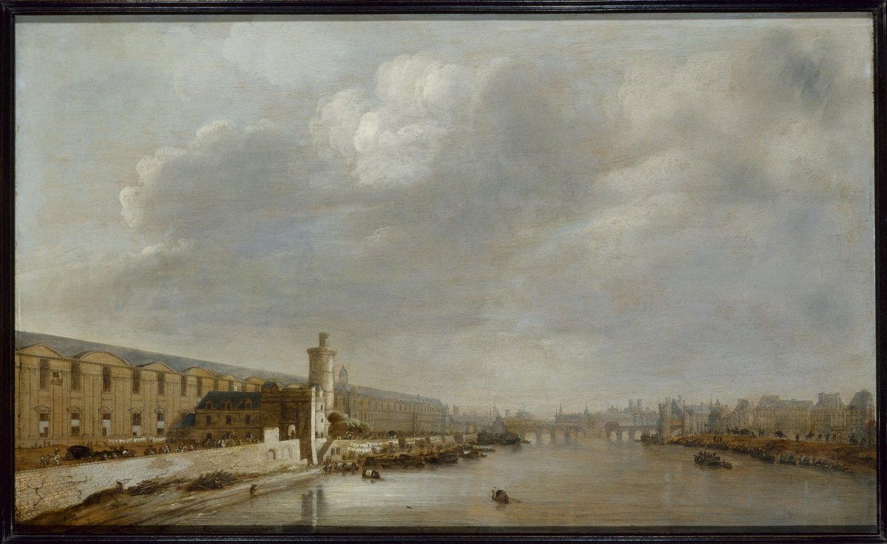 The Grande Galerie of the Louvre with the Porte Neuve and the Tour du Bois, circa 1640 by Abraham de Verwer