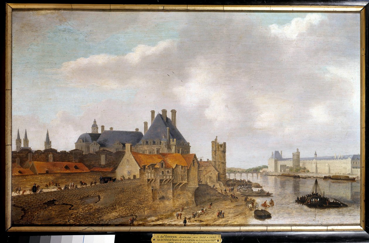 View of the Hotel de Nevers, the Tower of Nesles and the Grande Galerie du Chateau du Louvre Seen from the Pont Neuf by Abraham de Verwer