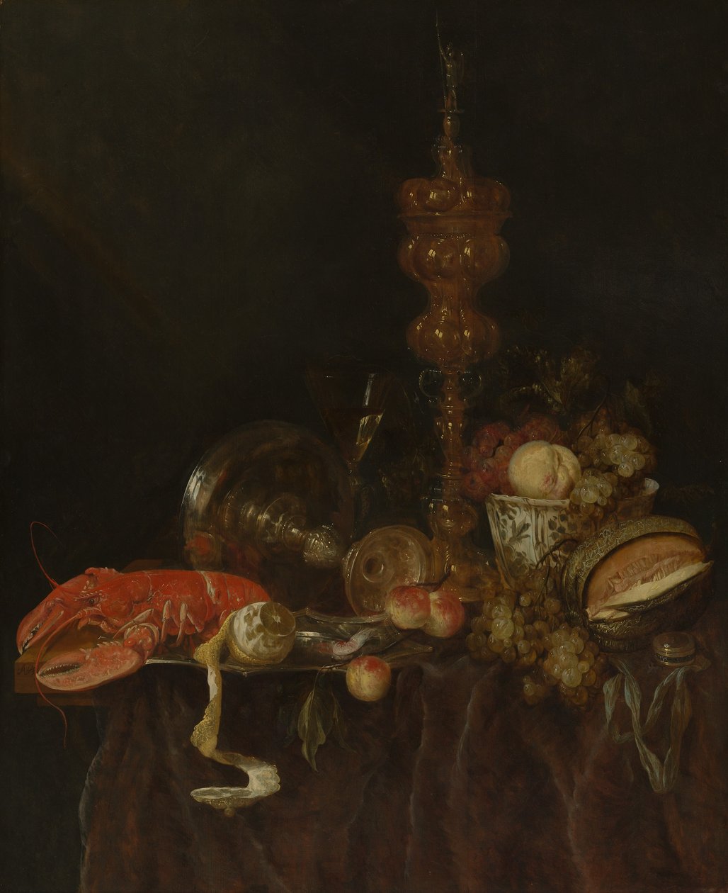 Still Life with Lobster and Fruit, probably early 1650s by Abraham van Beyeren