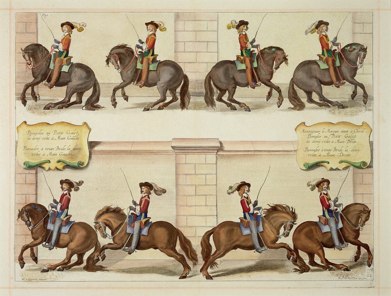 The Marquis of Newcastle on Horseback Demonstrating Dressage Steps, plate 22 from 