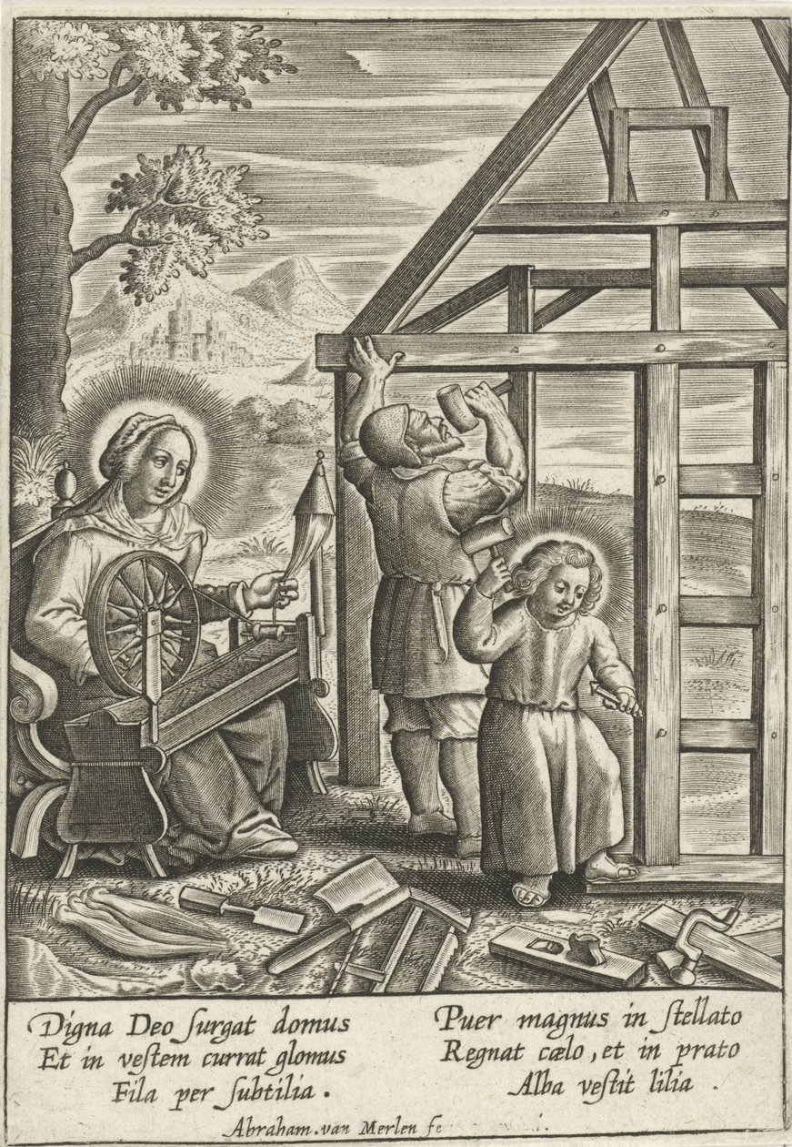 Christ Helping Joseph Build a House by Abraham van Merlen