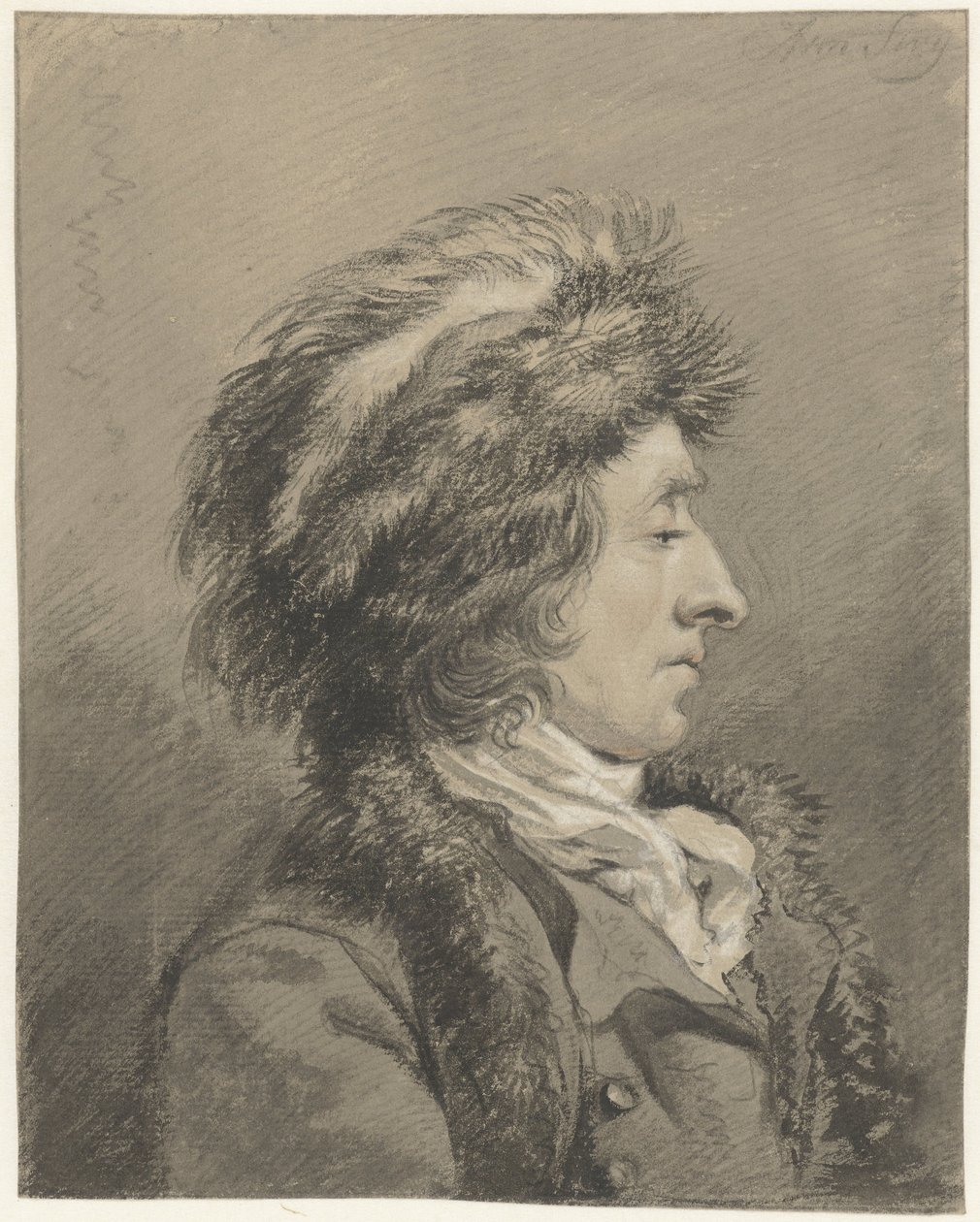 Man with Fur Hat, Profile to the Right by Abraham van Strij (I)