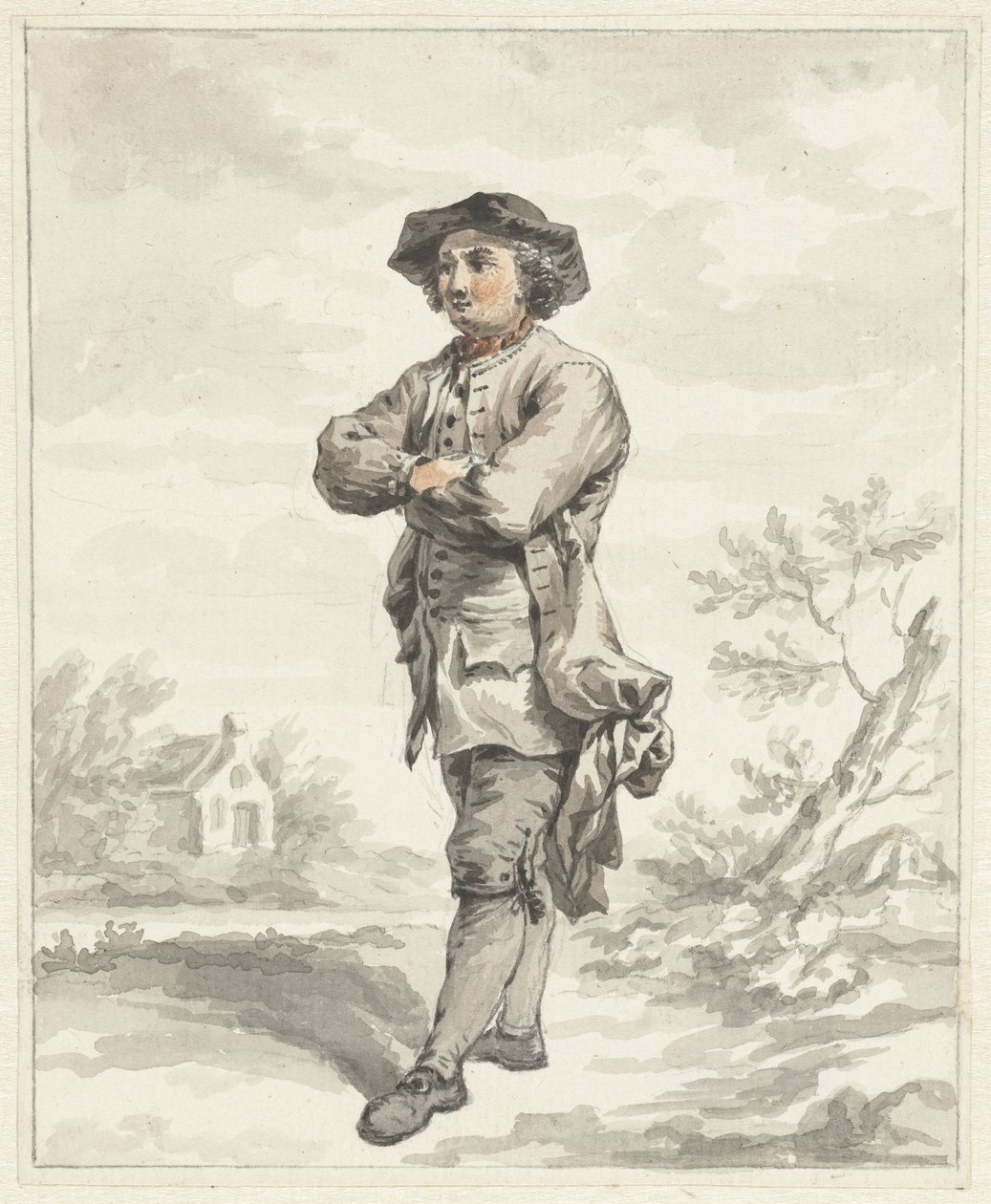 Standing Man with Arms Crossed, Facing Left by Abraham van Strij (I)