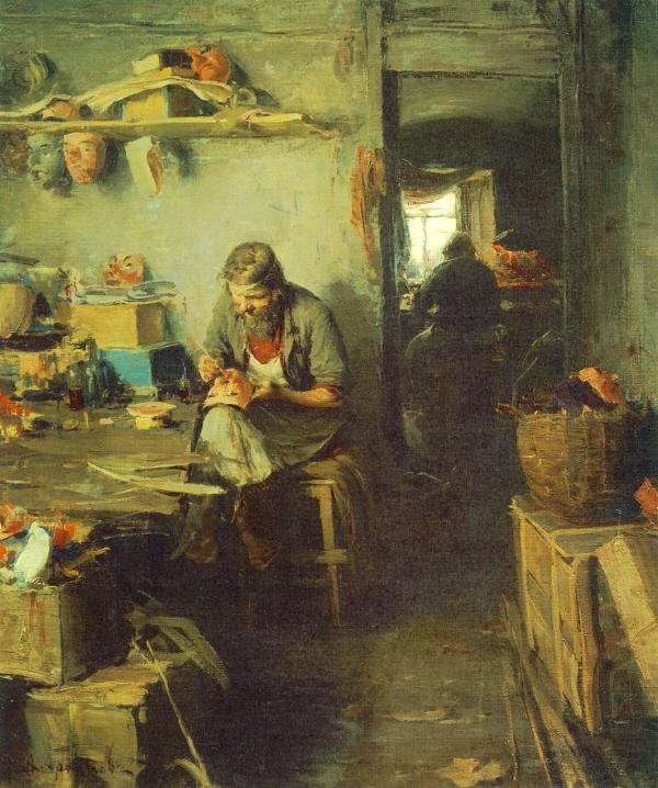 In the Mask Shop by Abram Efimovich Arkhipov