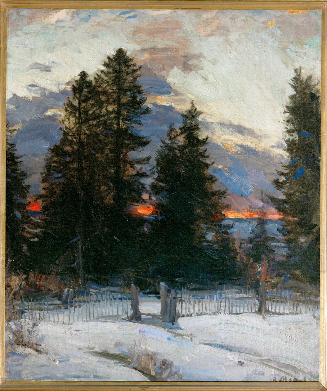 Sunset Over a Winter Landscape by Abram Efimovich Arkhipov