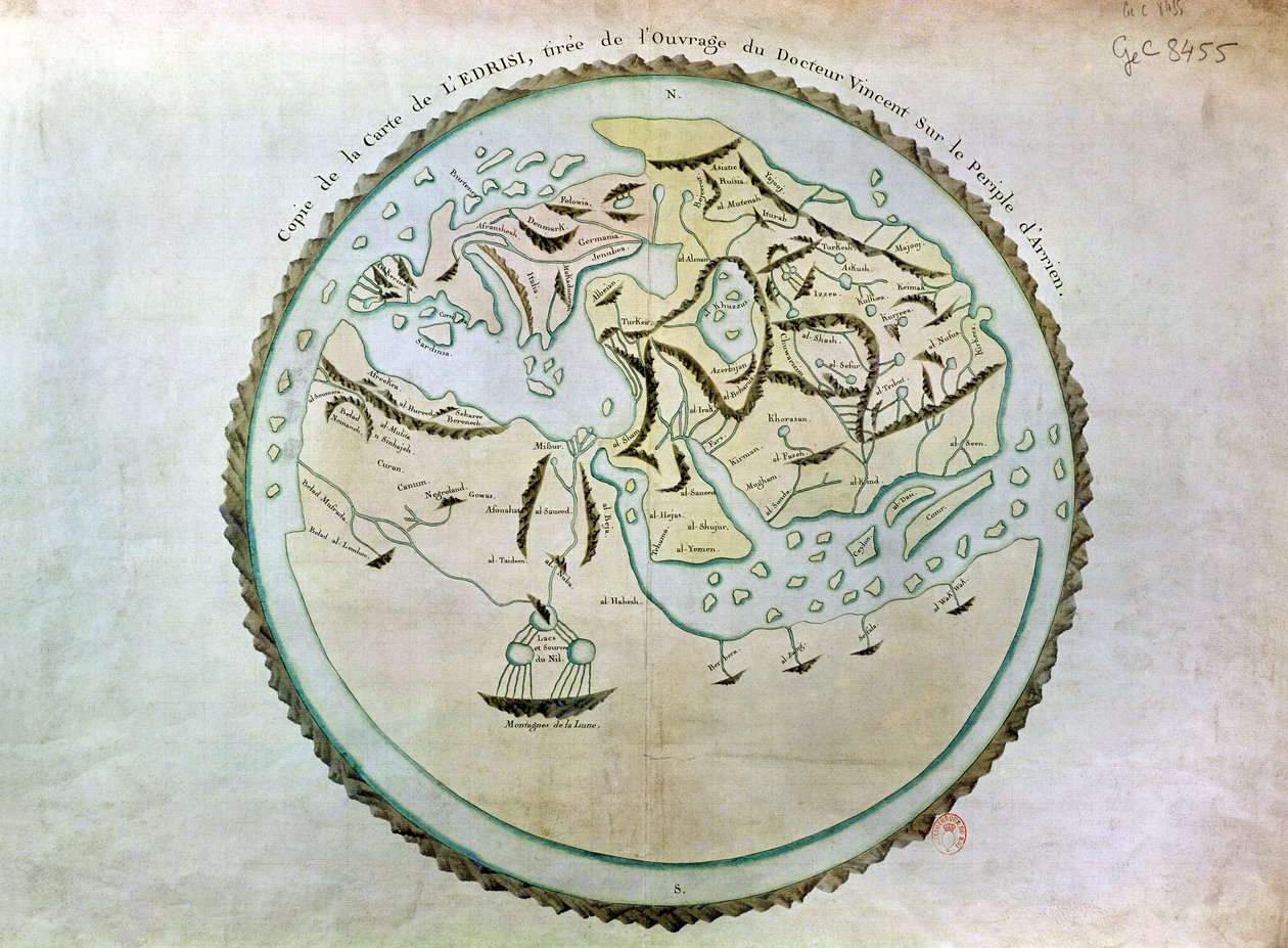 Map of the world by Abu Muhammad Al-Idrisi or Edrisi
