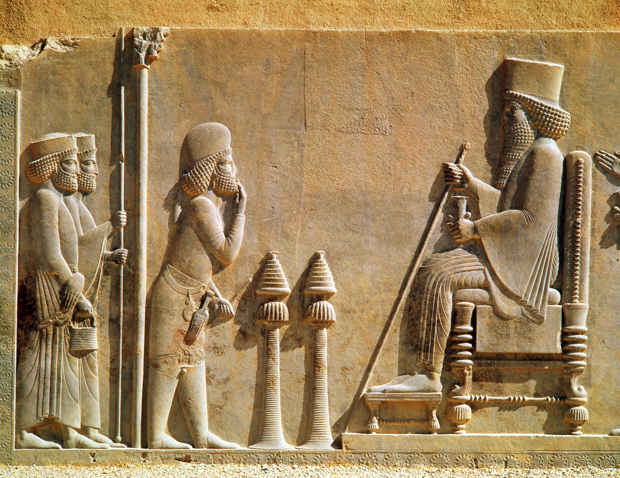 A Median officer paying homage to King Darius I from the Treasury, c.515 BC (limestone) by Achaemenid