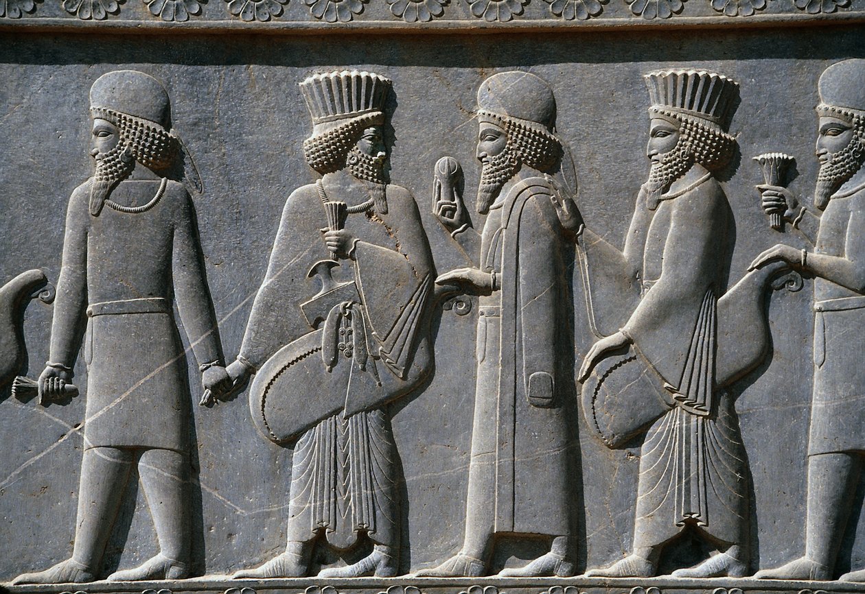 Detail from a processional frieze on East side of the Apadana Palace, Persepolis, Iran, c.518-465 BC by Achaemenid