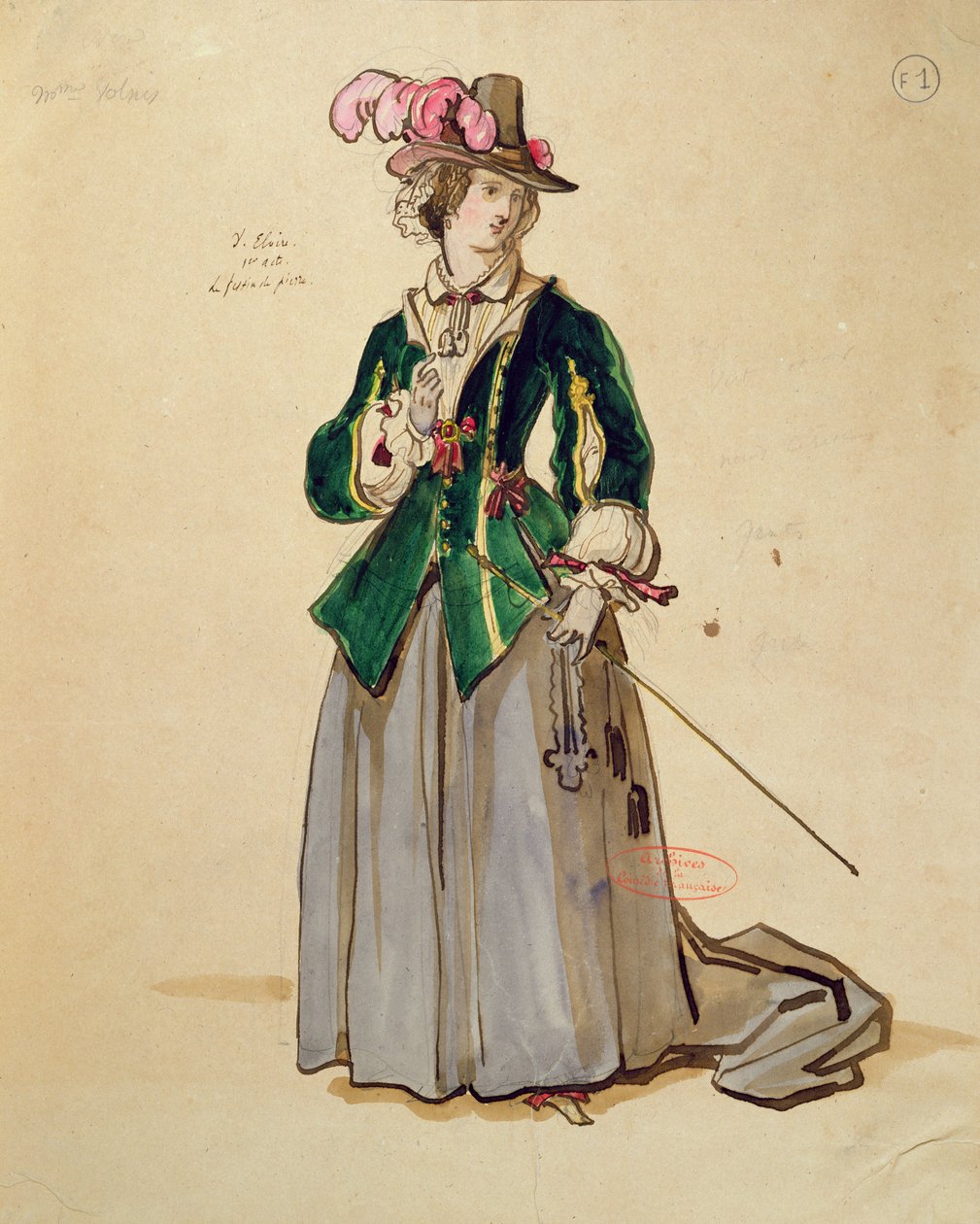 Costume design for Dona Elvire in an 1847 production of 