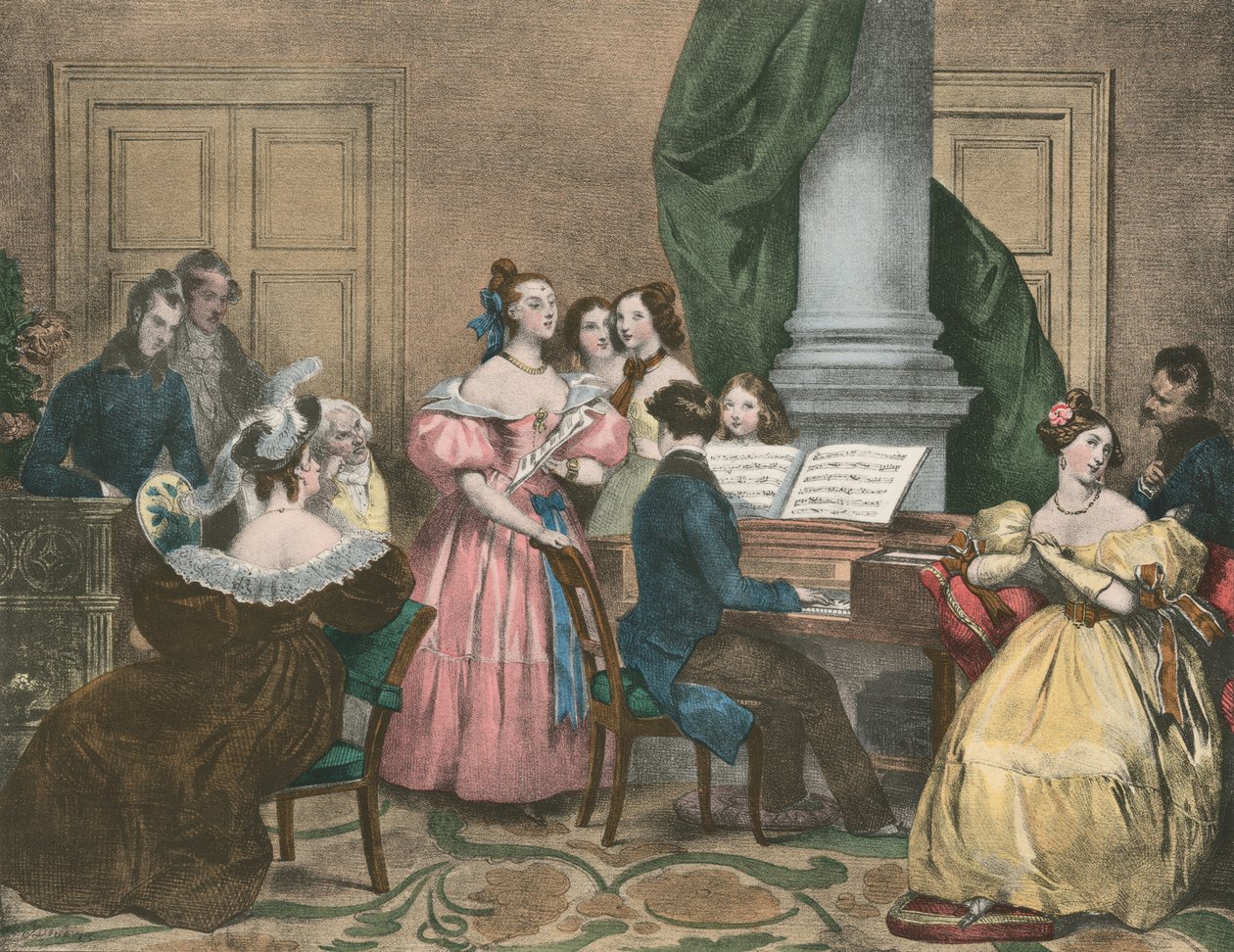 Musical Evening Party by Achille (after) Deveria