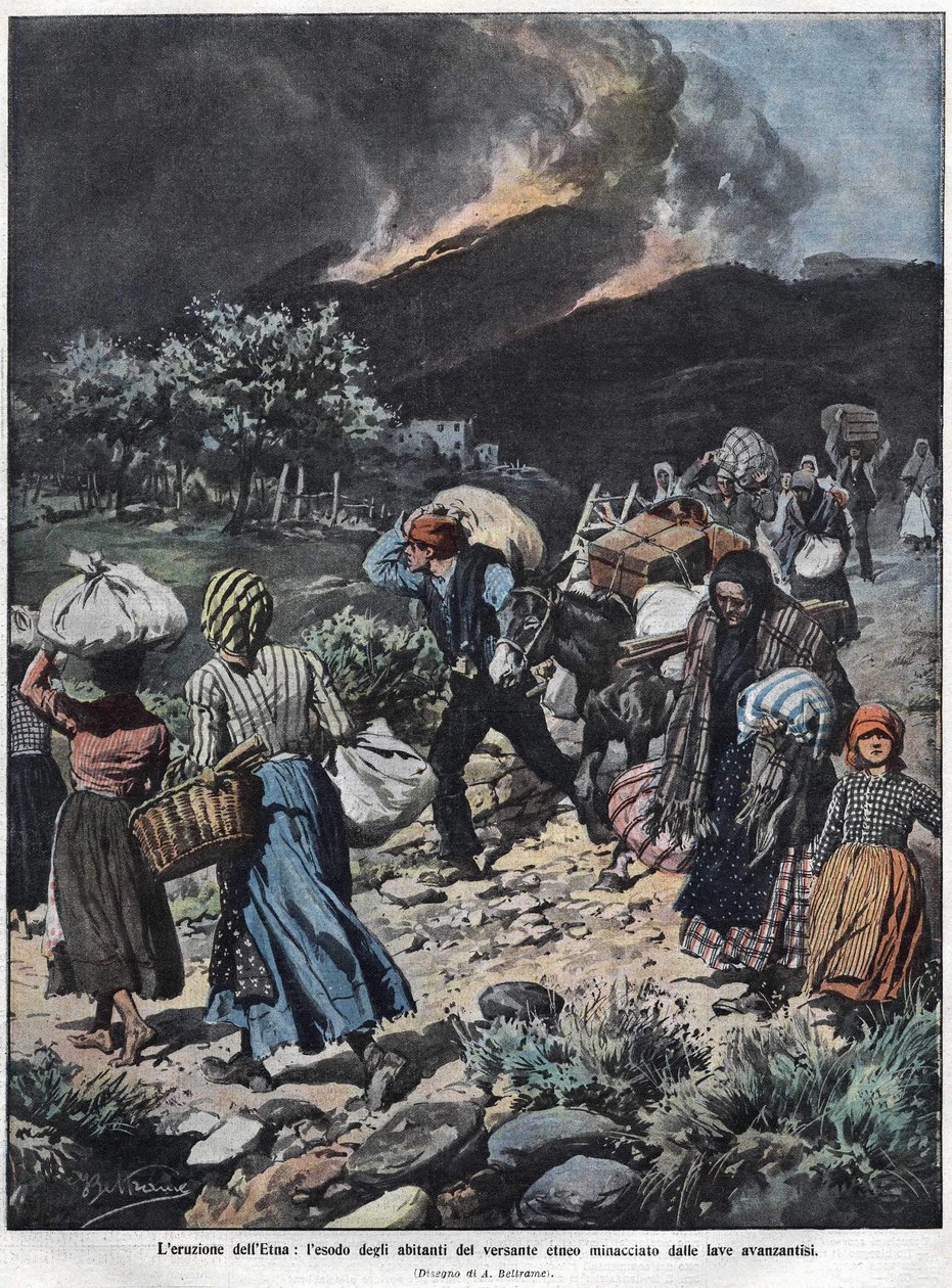 Eruption of Etna in 1910. Illustration by Achille Beltrame by Achille Beltrame