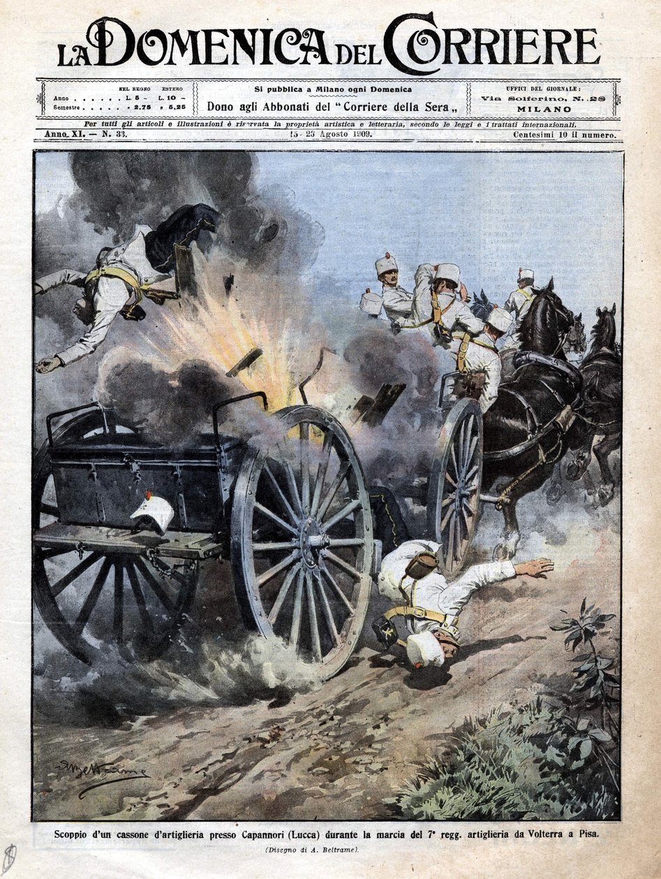 Explosion of an Artillery Crate Near Capannori by Achille Beltrame
