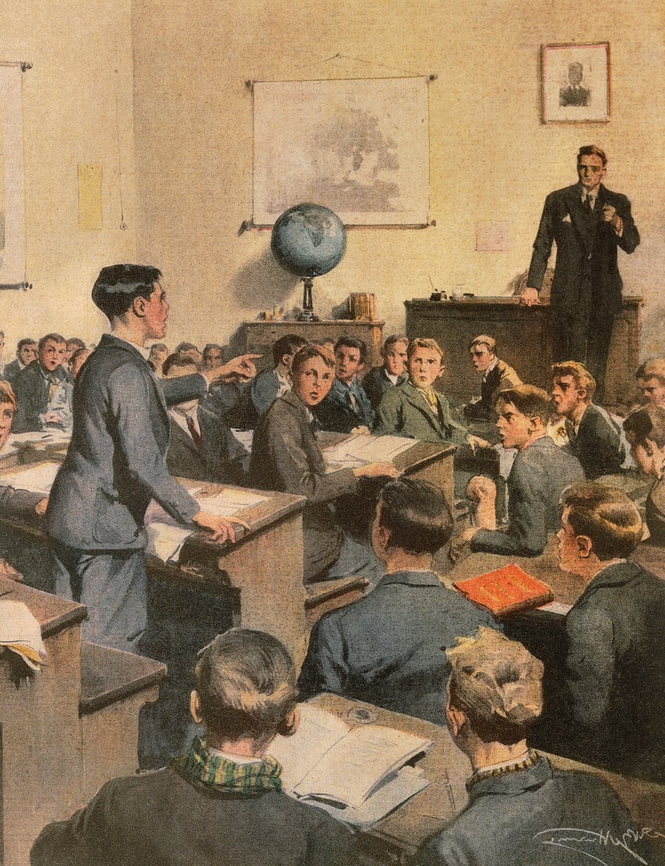 Fighting illiteracy, children at school by Achille Beltrame