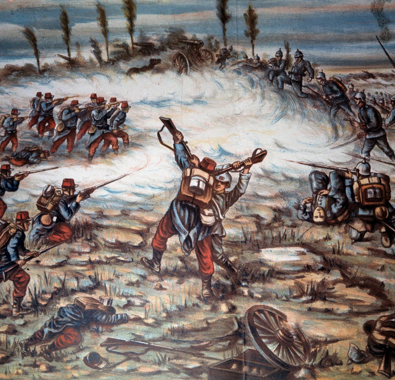 First World War: a battle between the French and German armed forces between Altkirch and Mulhouse on 21/08/1914 by Achille Beltrame