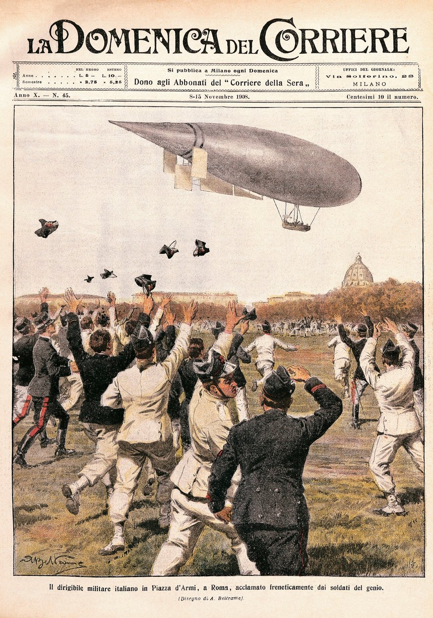 Flight of Airship Piloted by Crocco and Ricaldoni by Achille Beltrame
