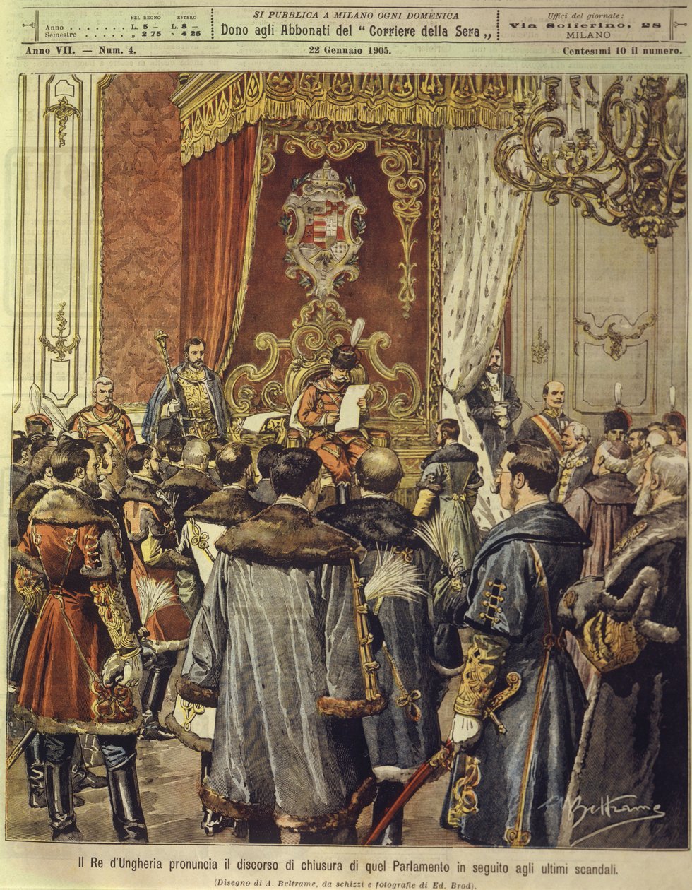 King of Hungary Announces Dissolution of Parliament after Latest Scandal, January 22 by Achille Beltrame
