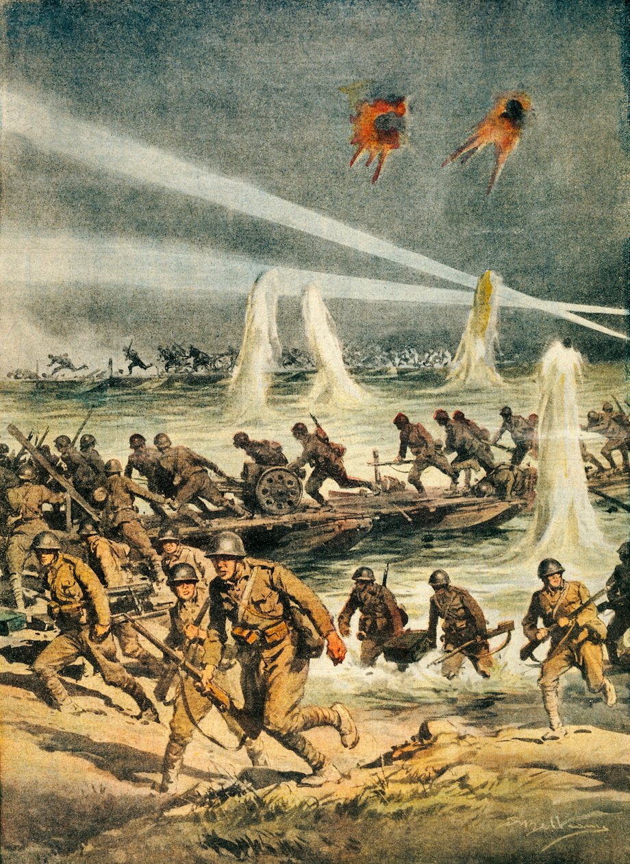 The Japanese advance in China during Sino-Japanese War, Achille Beltrame, from La Domenica del Corriere, China, 20th century by Achille Beltrame