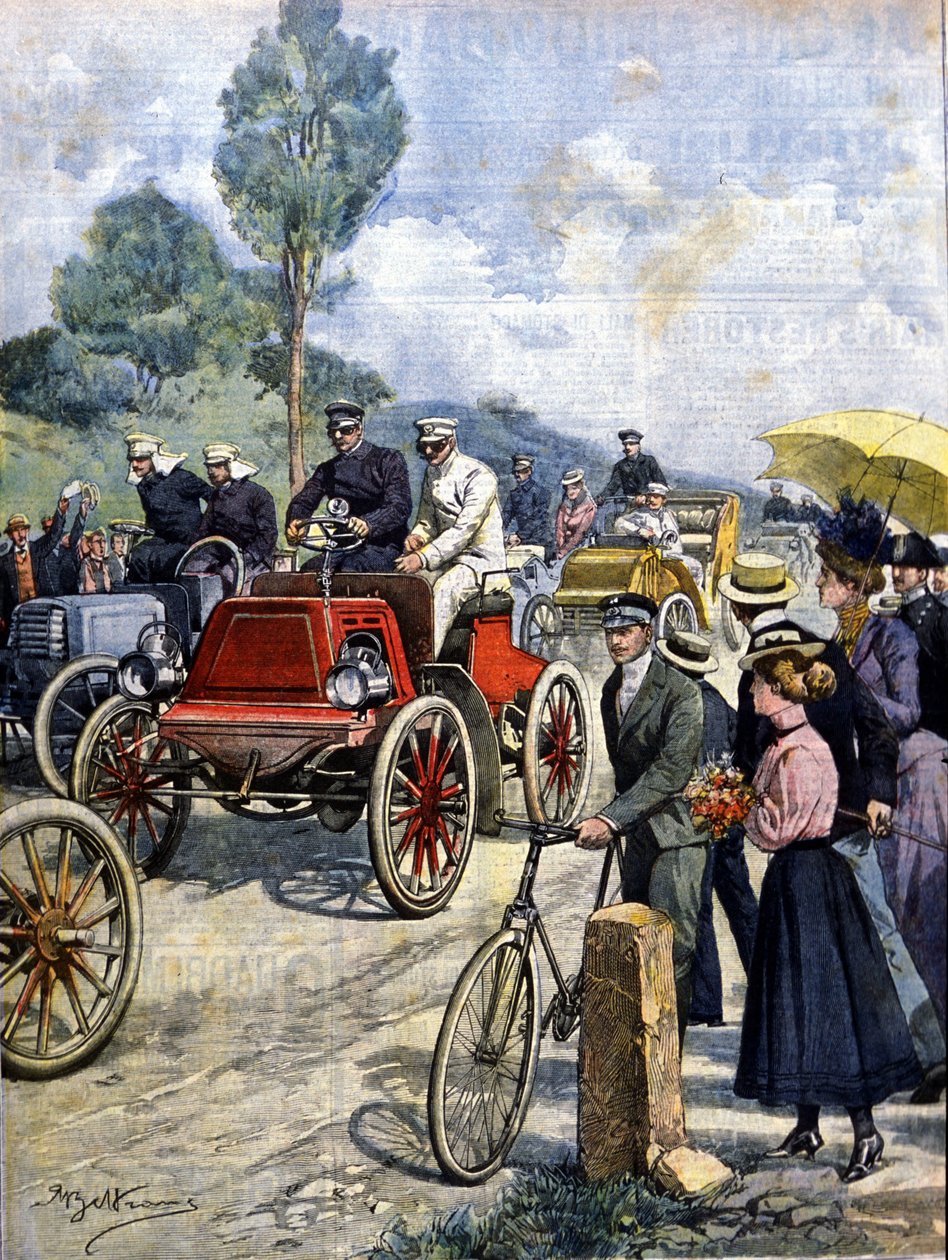 First round of Italy by car in 1901 illustration by Achilles Beltrame by Achille Beltrame