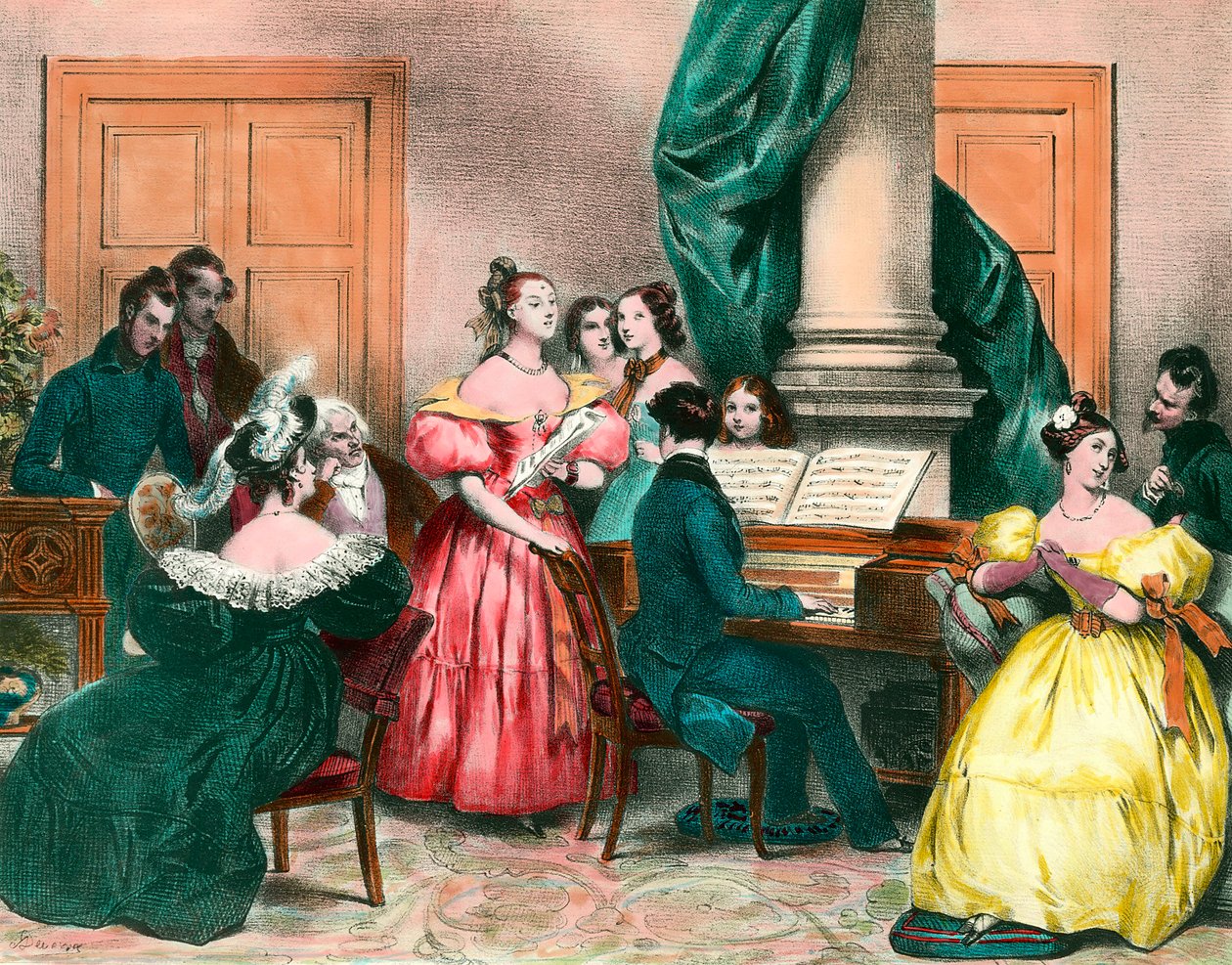 A musical afternoon in family by Achille Devéria