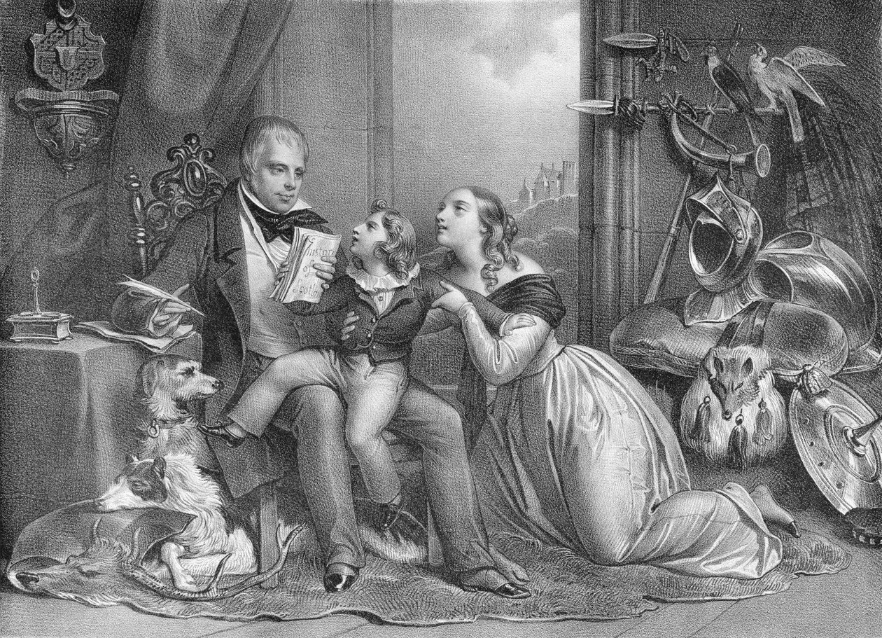 Sir Walter Scott and his Grandson, John Hugh Lockhart by Achille Devéria
