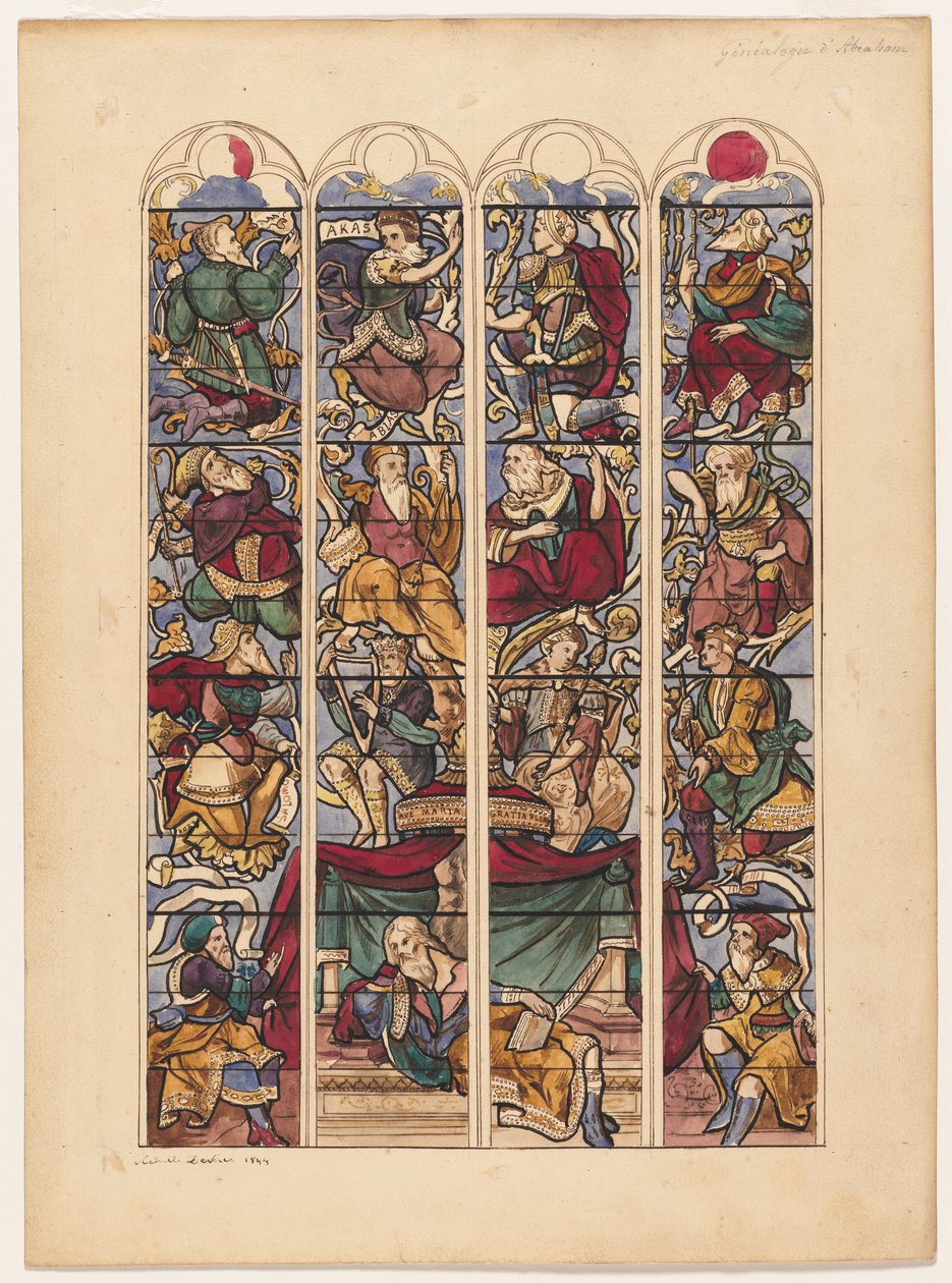 Study for Four Stained Glass Windows Genealogy of Abraham by Achille Devéria