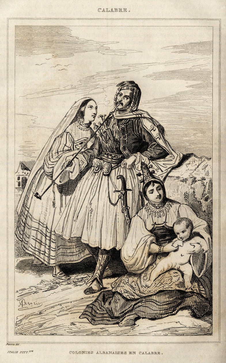 An Albanian colony in Calabria (engraving by Deveria, in Italy picturesque) by Achille Devéria