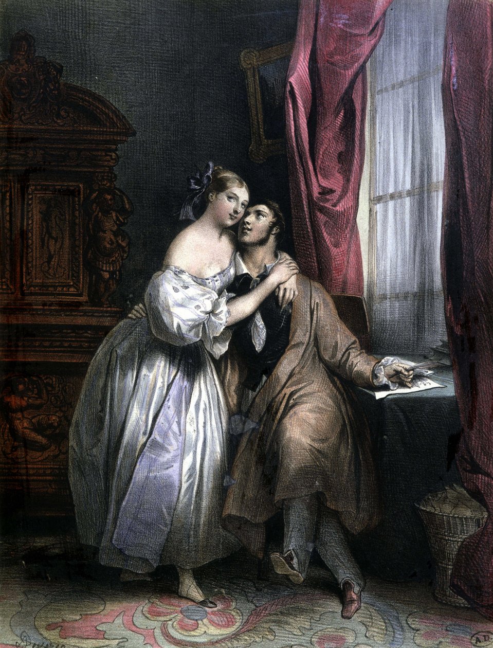 Enlaces lovers - by Achille Deveria, lithography by Achille Devéria