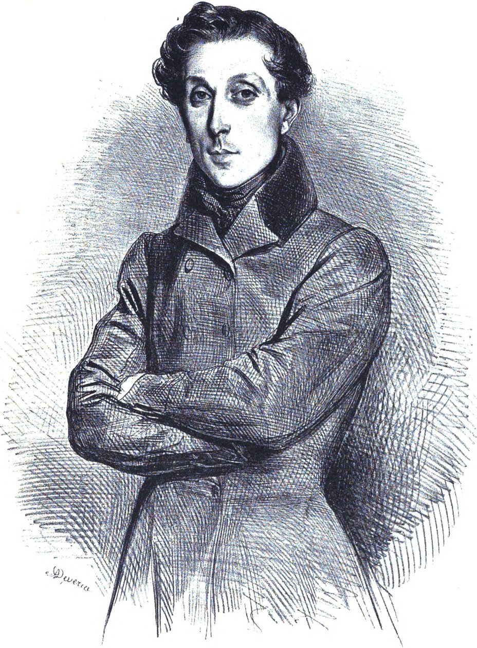 Portrait of the French Architect Alphonse de Gisors, Lithographic Portrait by Achille Devéria