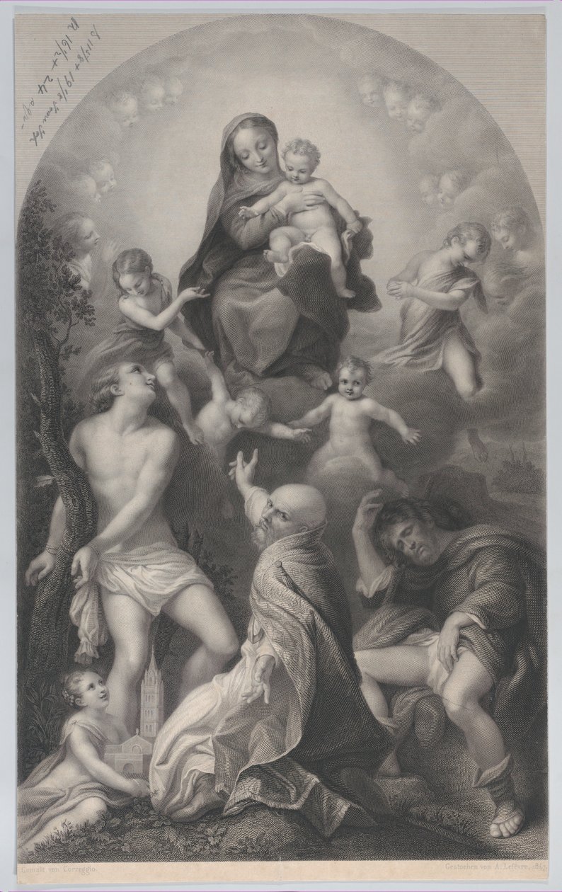 The Madonna of Saint Sebastian, with the Virgin and Child, surrounded by angels, 1847 by Achille Désiré Lefèvre