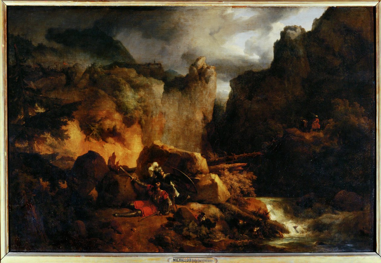 Landscape. Death of Roland in 778 by Achille Etna Michallon