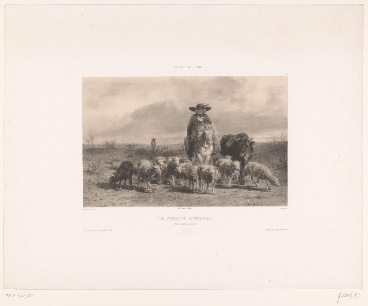 Farmer with Cattle and Sheep from Auvergne by Achille-Isidore Gilbert