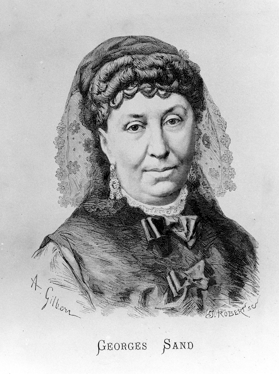 Portrait of George Sand (Aurore Dupin, Baronne Dudevant) (1804-1876) by A. Gilbern by Achille Isidore Gilbert