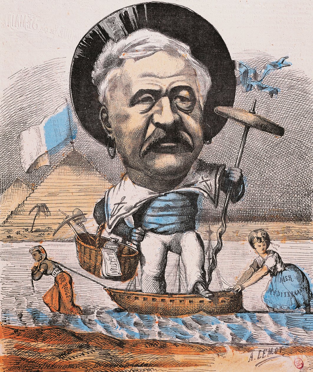 French engineer Ferdinand de Lesseps at inauguration of Suez Canal by Achille Lemot