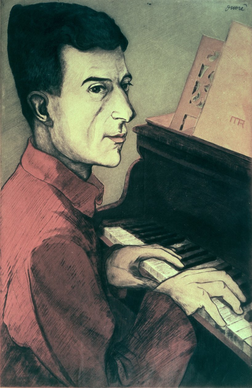 Portrait of Maurice Ravel Playing the Piano by Achille Ouvré
