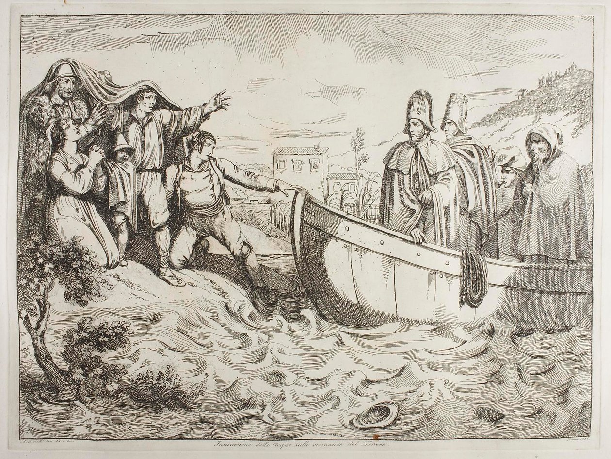 Landing by the Tiber by Achille Pinelli