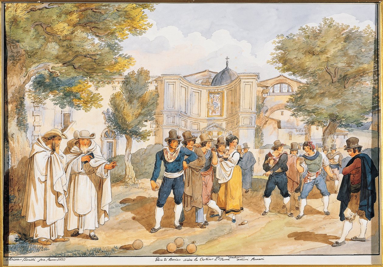Playing bocce at Santa Maria degli Angeli in Rome by Achille Pinelli