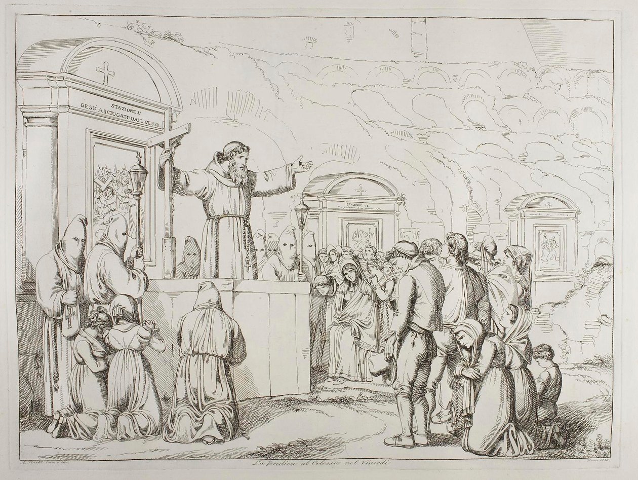 The Friday Preach in Colosseum by Achille Pinelli