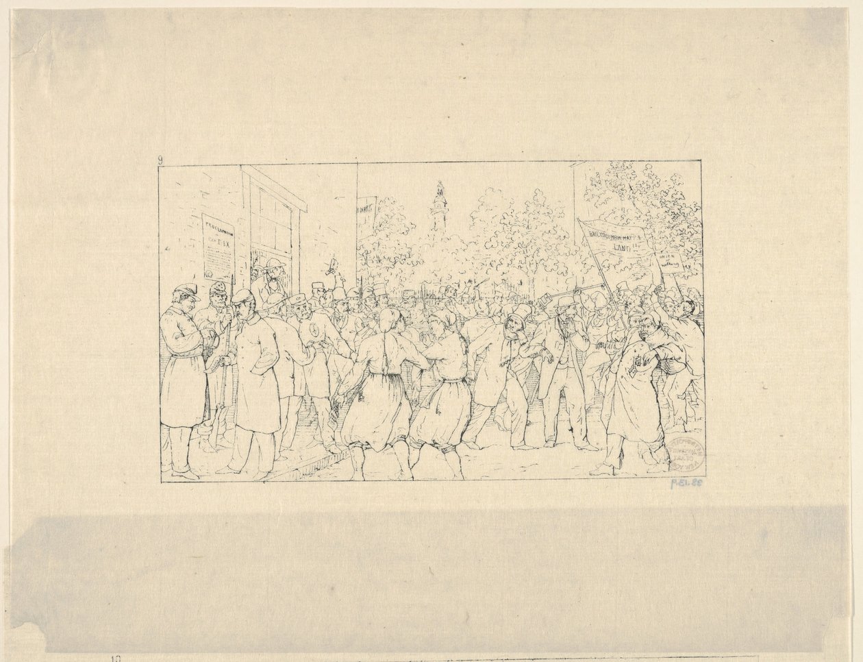 Election in Baltimore, November, 1862 from Confederate War Etchings by Adalbert John Volck